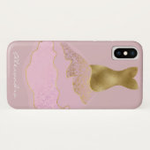 モノグラムピンク – バラゴールドフォイルガーリードレス Case-Mate iPhoneケース (裏面(横))