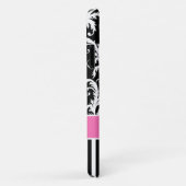 モノグラムピンク、黒、白のダマスクストライプのケース Case-Mate iPhoneケース (裏面/右)