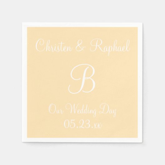 モノグラムピーチクラッシーカラーコーディネートナプキンス スタンダードカクテルナプキン (正面)