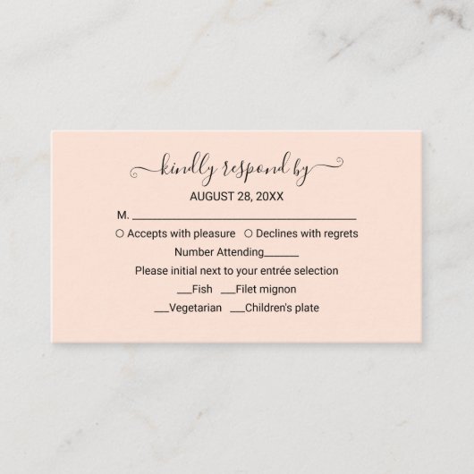 モノグラムピーチバラウェディングRSVPエンクロージャカード エンクロージャーカード (正面)