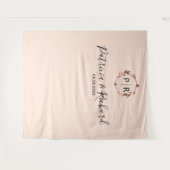 モノグラムピーチバラゴールド結婚フォイルの背景 タペストリー (正面(横))