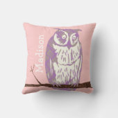 モノグラムピーチパープルグリーンベビーガールヴィンテージフクロウ クッション (裏面)