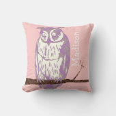 モノグラムピーチパープルグリーンベビーガールヴィンテージフクロウ クッション (正面)