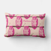 モノグラムピーチピンクベビーガールフクロウ ランバークッション (正面)