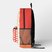 モノグラムピーチフルーツホワイト水玉模様 プリントバックパック (右)