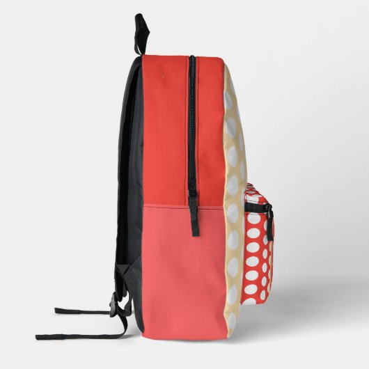 モノグラムピーチフルーツホワイト水玉模様 プリントバックパック (左)