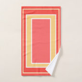 モノグラムピーチフルーツ幾何学的ブロックパターン バスタオルセット (ハンドタオル)