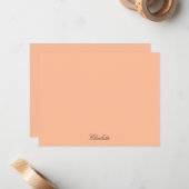 モノグラムピーチミニマリストモダンスクリプトカスタム ノートカード (正面/裏面インサイチュ)