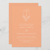 モノグラムピーチ結婚式招待状 招待状 (正面/裏面)