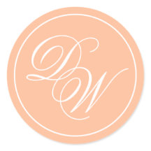 モノグラムピーチ2イニシャルエレガントホワイトスクリプト