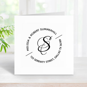 モノグラムファミリーカップルのラウンドアドレス ラバースタンプ