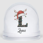 モノグラムファミリークリスマス〔雄ジカの〕枝角サンタハット写真 (正面)