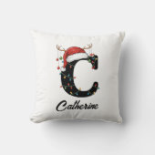 モノグラムファミリークリスマス〔雄ジカの〕枝角サンタ クッション (正面)