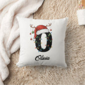 モノグラムファミリークリスマス〔雄ジカの〕枝角サンタ クッション (ブランケット)
