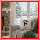 モノグラムファミリークリスマス〔雄ジカの〕枝角サンタ クッション