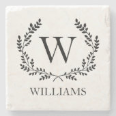 モノグラムファミリーネームローレルリースクレスト ストーンコースター (正面)