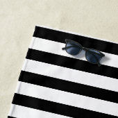 モノグラムファミリーネーム白黒カバナストライプ ビーチタオル (インサイチュ)