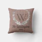 モノグラムファミリーネーム素朴ウッド装飾用クッション クッション (裏面)