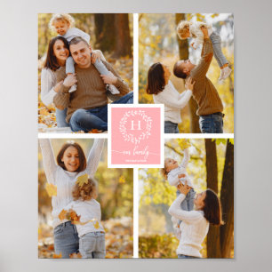 モノグラムファミリーフォトコラージホームデコール ポスター