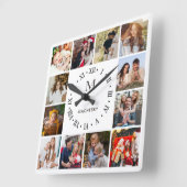 モノグラムファミリーフォトコラージュ スクエア壁時計 (傾斜)