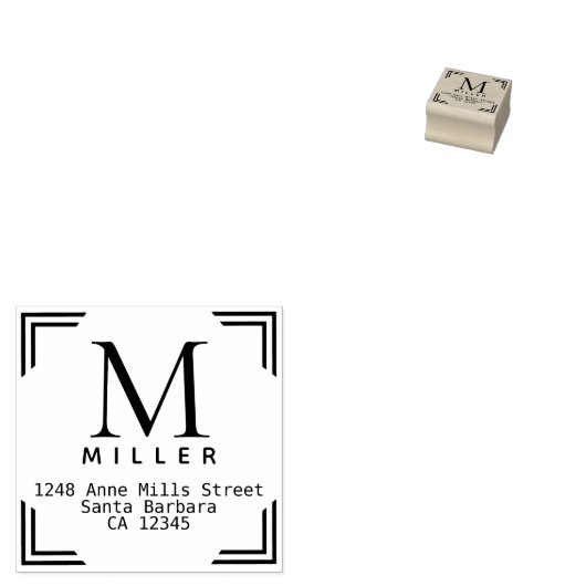 モノグラムファミリー名スクエア差出人住所 ラバースタンプ (押印)