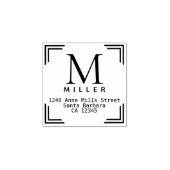 モノグラムファミリー名スクエア差出人住所 ラバースタンプ (インプリント)