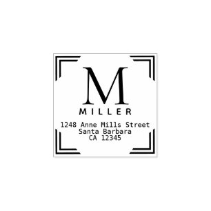 モノグラムファミリー名スクエア差出人住所 ラバースタンプ