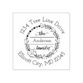 モノグラムファミリー名フローラハートリース ラバースタンプ (インプリント)