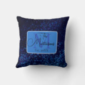 モノグラムファミリー名ブルー紙吹雪 クッション (裏面)
