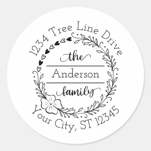 モノグラムファミリー名差出人住所封筒用シール ラウンドシール (正面)