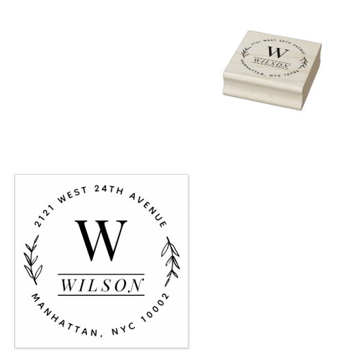 モノグラムファミリー姓リース差出人住所 ラバースタンプ (押印)