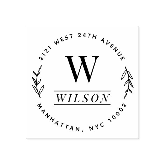 モノグラムファミリー姓リース差出人住所 ラバースタンプ (インプリント)