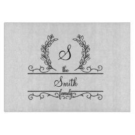 モノグラムファミリ名スクリプトフォント葉 カッティングボード