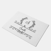 モノグラムファミリ名スクリプトフォント葉 ドアマット (アングル)