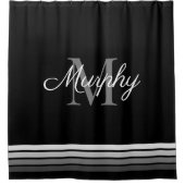モノグラムファミリ名モダンエレガント文字イニシャル シャワーカーテン (正面)