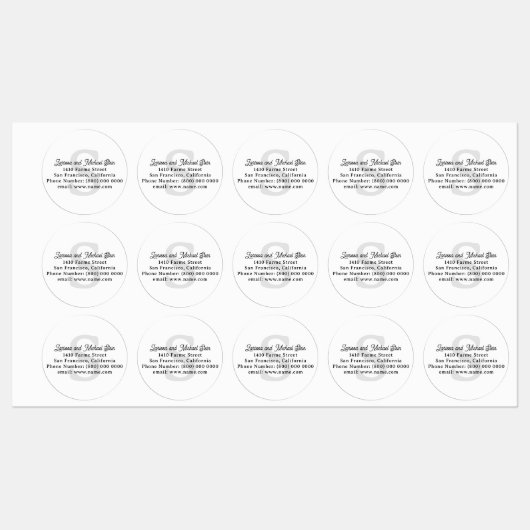 モノグラムファミリ名住所(白) ラベル (シート)