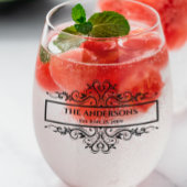 モノグラムファミリ名華美の日付 ステムなしワイングラス