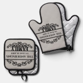 モノグラムファミリ名 鍋つかみ&鍋敷きセット (正面/裏面)