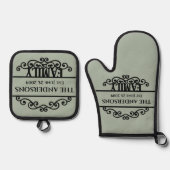 モノグラムファミリ名 鍋つかみ&鍋敷きセット (正面)