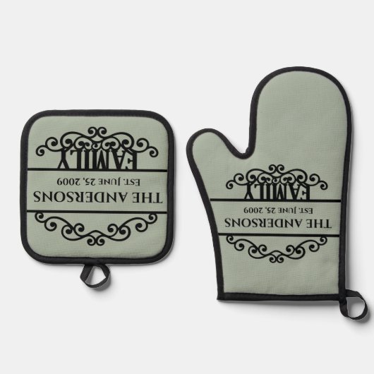 モノグラムファミリ名 鍋つかみ&鍋敷きセット (正面)
