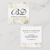 モノグラムファンシースクリプト金ゴールドグランジ スクエア名刺 (正面/裏面)