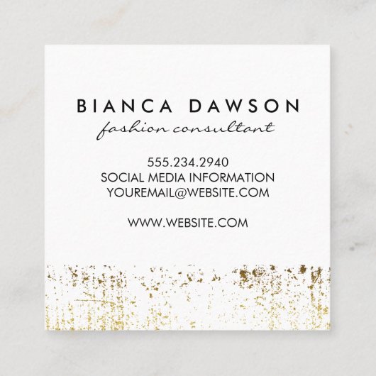 モノグラムファンシースクリプト金ゴールドグランジ スクエア名刺 (裏面)