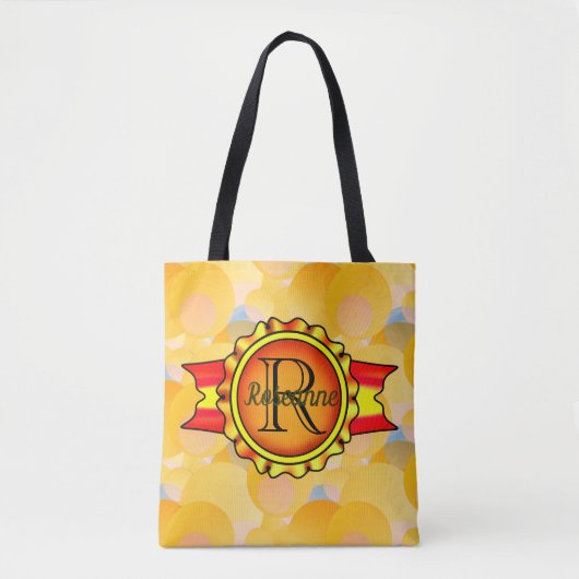 モノグラムファンシーバナーサークルブライトオレンジ トートバッグ (正面)