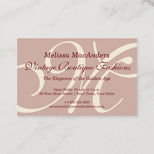 モノグラムファンシーバフランスのルガンディヴィンテージブティック 名刺 (裏面)