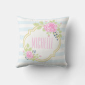 モノグラムファンシーピンクローズブルーベリー装飾用クッション クッション (裏面)