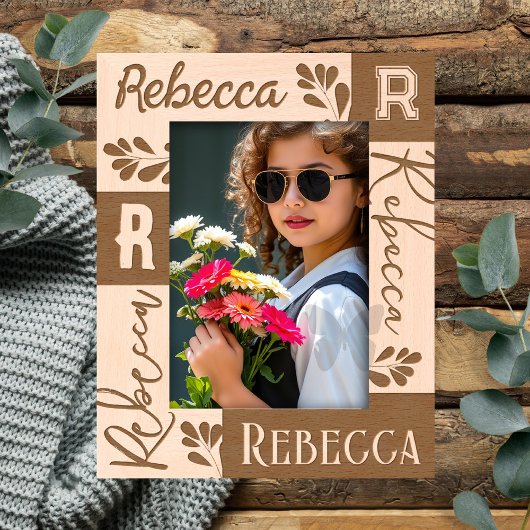 モノグラムファンシーフォント名およびイニシャル レーザー彫刻フレーム