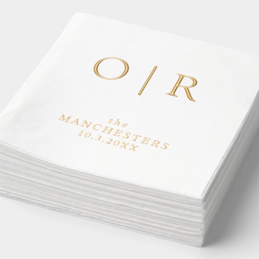 モノグラムファーストイニシャルズ結婚ゴールドフォイルナプキンス 箔ナプキン (詳細)