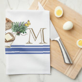 モノグラムファームハウスキッチンタオルブルーストライプハーブ キッチンタオル (四つ折り)