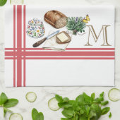 モノグラムファームハウスキッチンタオルルフバーブレッドハーブ キッチンタオル (折り畳み)