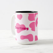モノグラムファーム動物ピンクカウズプリント ツートーンマグカップ (正面左)